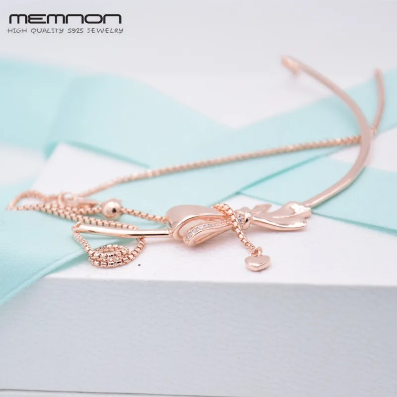 Memnon, розовое золото, цепочка с бантом, ожерелье s для женщин, серебро 925 пробы, подвеска с бантом, серебро 925, ожерелье, хорошее ювелирное изделие NC7233R