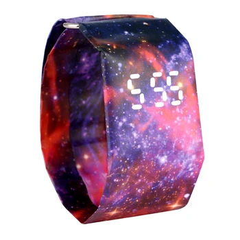 

Unique Red Sky Pattern Paper Watch Creative DuPont Paper Watches for Male Charming Digital Time Display Paper Wristwatch