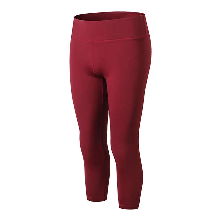 Wine Red JIGERJOGER бирюзовое озеро синие женские нейлоновые короткие капри плюс размер наряд Фитнес высокая посадка карман укороченные капри брюки джоггеры - Цвет: Wine Red