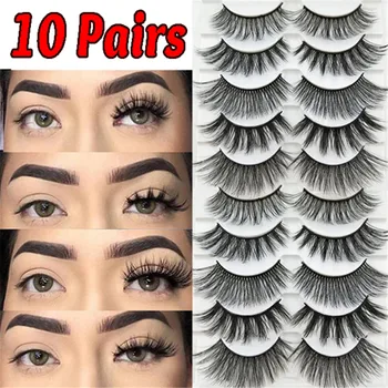 

10Pair/Set 3D Mink False Eyelashes Natural Wispy Fluffy Dramatic Volume Fake Lashes Extension Handmade Cruelty-free Eyelashes