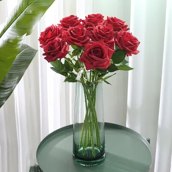 

2020 Imitation Flowers Artificial Flower Rose Single Bottle Living Room Flower Arrangement Plastic Flowers Table Decoration Bouq