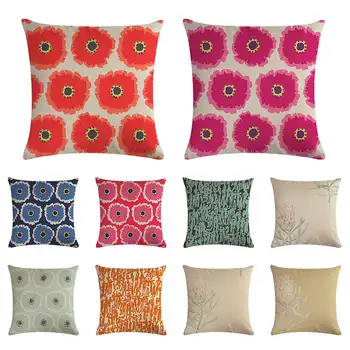 

New stitched pattern cushion cover lily flower pillow cover linen car chair sofa pillow cover household decoration 45x45cm