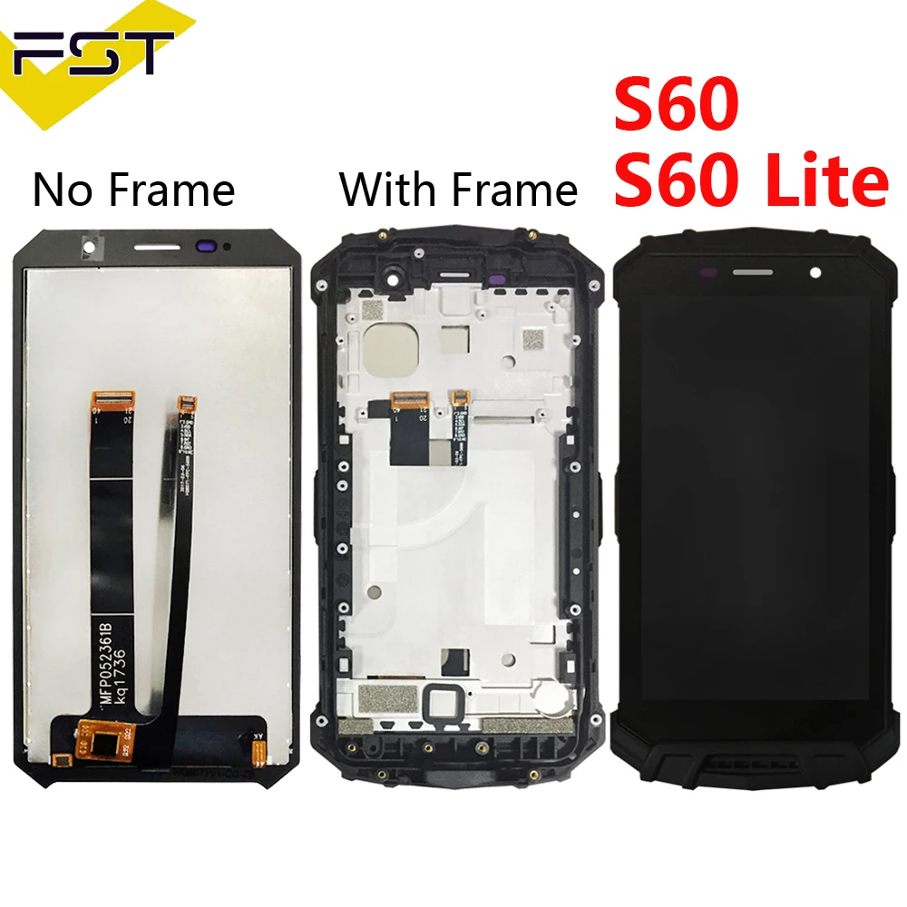 Kopen 5.2 Voor DOOGEE S60 LCD lcd Display + Touch Screen Digitizer Vergadering met FrameReplacement Voor DOOGEE S60 Lite LCD Glas panel