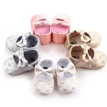 

Cute Toddler Baby Girl Bowknot Faux Leather Prewalker Sneaker Soft Sole Flats Shoes NEW gift for children