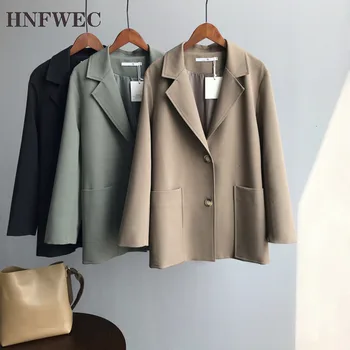 

2019 Autumn Solid Color Cotton Unisex Loose Coat Single Breasted Woman Leisure Time Temperament Suit L294