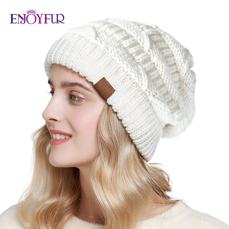 ENJOYFUR sloudy cap s для зимы Женская Осенняя шапка оверсайз шапочки для девочек модная женская шапка