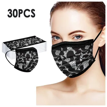 

Print Masks Unisex Solid Lace Disposable Mask Mouth Face Warm Windproof Face Product Mask mascarillas negras Breathable Mask