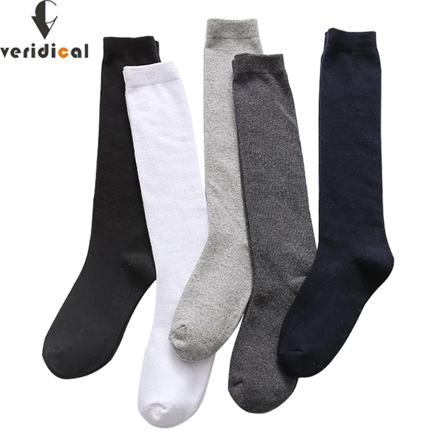 Chaussettes longues pour hommes de marque, décontractées, en coton peigné, classiques, unies, pour affaires, cadeau de fête ou de mariage, confortables, noires, Sokken 1