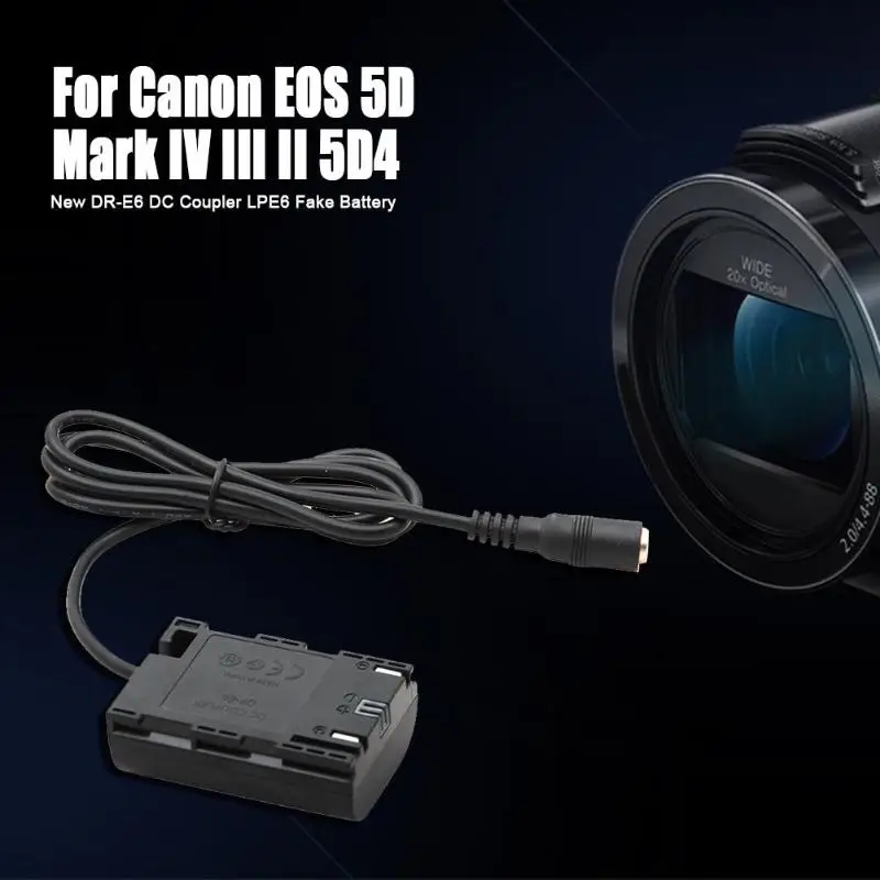 LPE6 LP-E6 манекен батарея полный декодированный DC муфта адаптер питания для Canon EOS 5D Mark II III IV 5DS 5DSR 6D 7D 60D 70D 80D