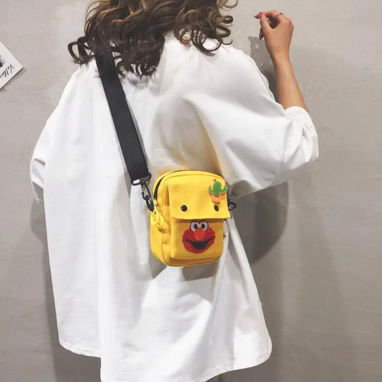 

2019 Summer New Style Canvas Square Sling Bag Mini Mobile Phone Bag Cute Casual Crossbody Bag INS Disco Dancing Bag