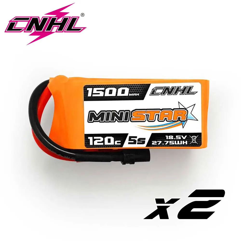 

2PCS CNHL 5S 18.5V Lipo Battery 1500mAh 120C With XT60 Plug Ministar For RC Airplane FPV Quadcopter Helicopter Drone Car Hobby