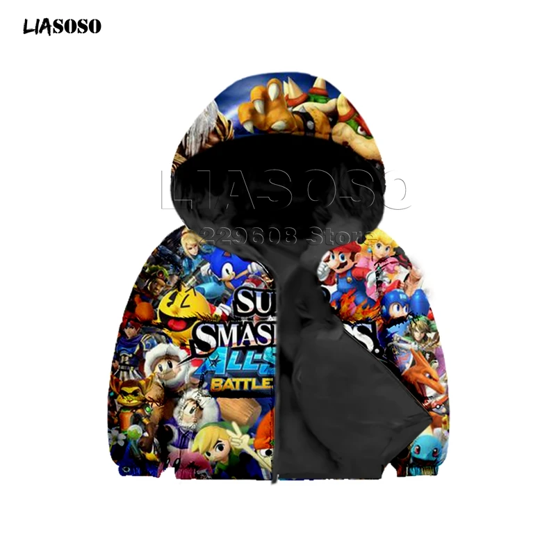 8 3D printing game Jacket Men&women&Child Mario brothers Down Coat Loose Oversized Children Down Jacket Winter Hip Hop Neck Pullov - Цвет: 8