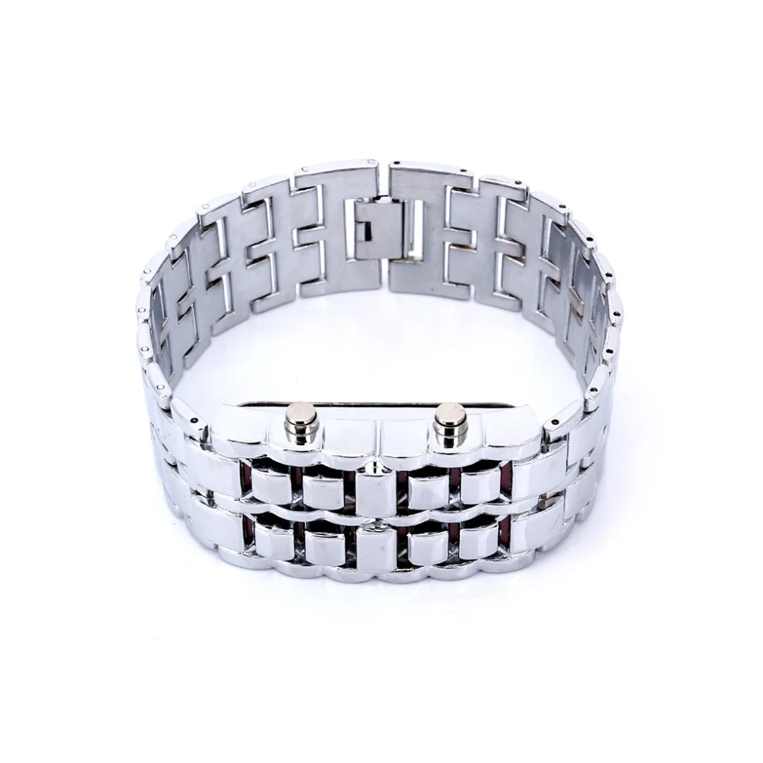 Lava Iron Samurai Men's Watch Luxury Stainless Steel Band LED Watches Date Hour Punk Bracelet Sport Wristwatches reloj hombre