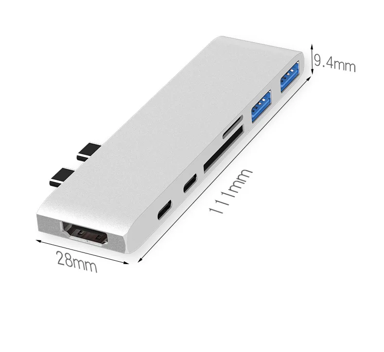 Usb-хаб C концентратор к Мульти USB 3,0 HDMI адаптер USB разветвитель для MacBook Pro док-станция Thunderbolt 3 концентратор Двойной Концентратор USB Type C