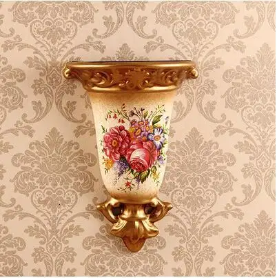 D Backwall pendant resin vase, wall pot, basket, family living room background decorative handicraft pendant home decoration - Цвет: D
