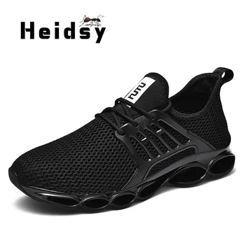 

Heidsy Spring Autumn Fashion Men Sneakers Non-slip Wearable Casual Shoes Damping Lace Up Flat Shoes Blade Zapatos De Hombre