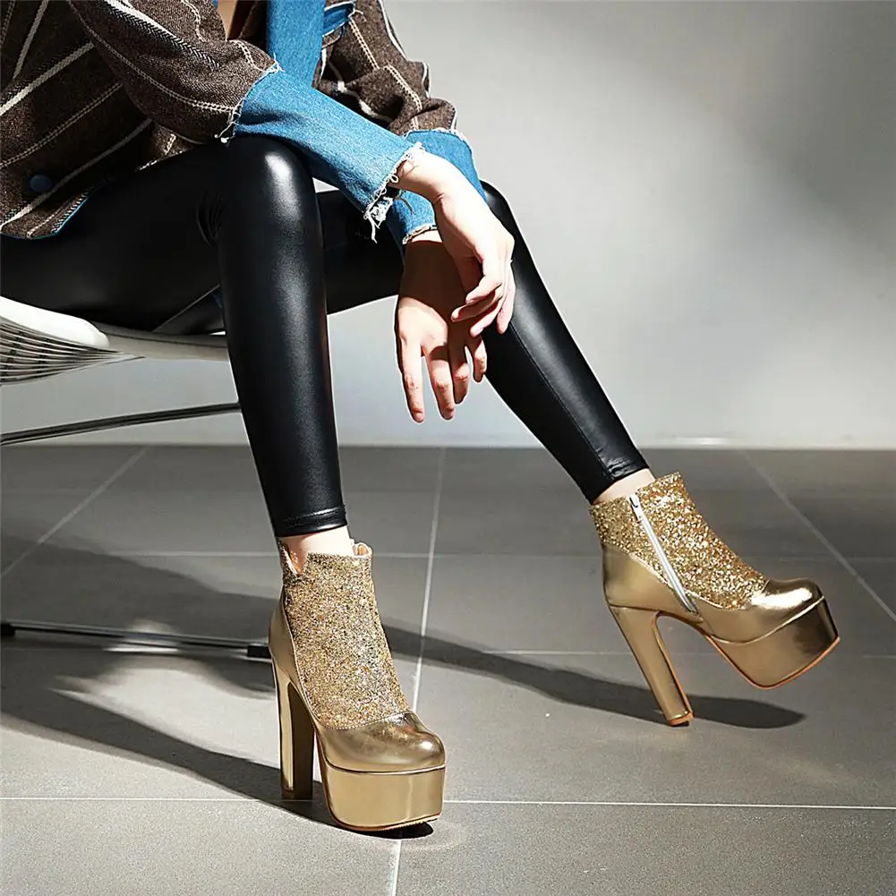 KARINLUNA New Plus Size 31-48 Fashion Platform Booties Winter Party Evening Ankle Boots Women 2019 High Heels Shoes Woman