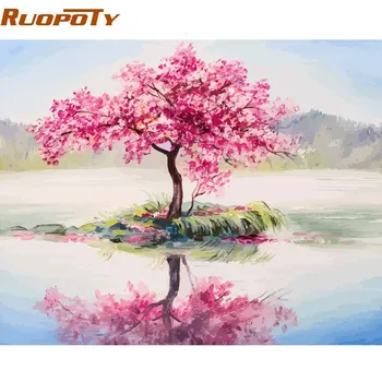 

RUOPOTY Framed DIY Painting By Numbers Landscape Kit Acrylic Paint On Canvas Wall Art Picture By Numbers For Home Decor 60x75cm