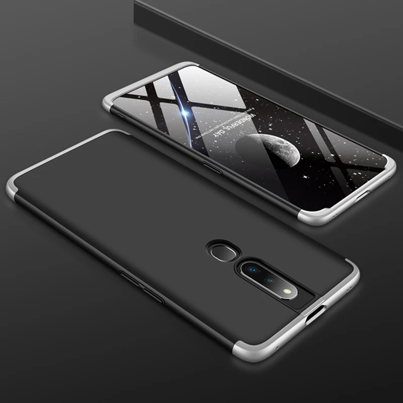 360 градусов полное покрытие чехол для OPPO F11 Pro A9 A5 F3 F5 F7 F9 R15 R17 A3S A5S Рено Ace Z Realme X2 Pro XT 5 3 Lite C2 чехол s - Цвет: Black Silver