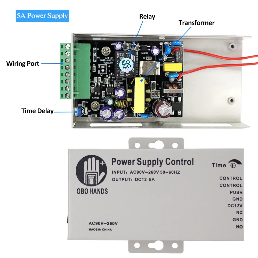 Источник питания с контролем доступа выключатель питания контроллер DC 12V 3A/5A AC90~ 260V вход NO/NC выход для всех типов блокировки с задержкой времени