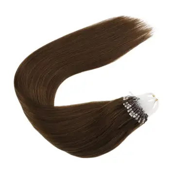 

Micro Loop Hair Extensions Machine Remy Human Hair 14-24inch Solid Color #8 Brown Hair Micro Bead Hair 50strands/50g 1g/1s