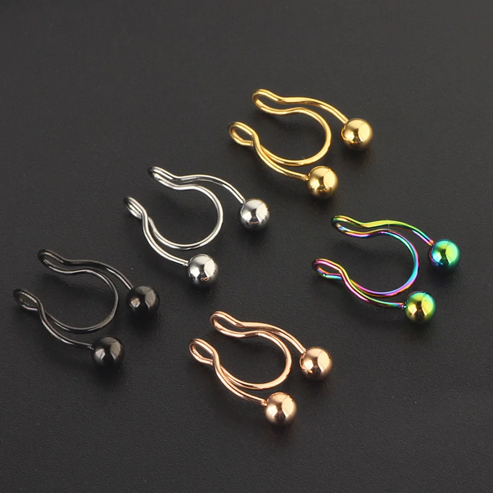 1PCS Nose Rings Personality Simple Punk Clip Ladies Lip Ring Earrings Spiral Hook Artificial Nasal Septum Men's Nose Jewelry