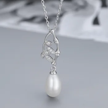 

S925 Fine Silver Korean-style Leaves Pearl Necklace Women's Fashion Leaf Pendant Choker DIY Mountings Accessories