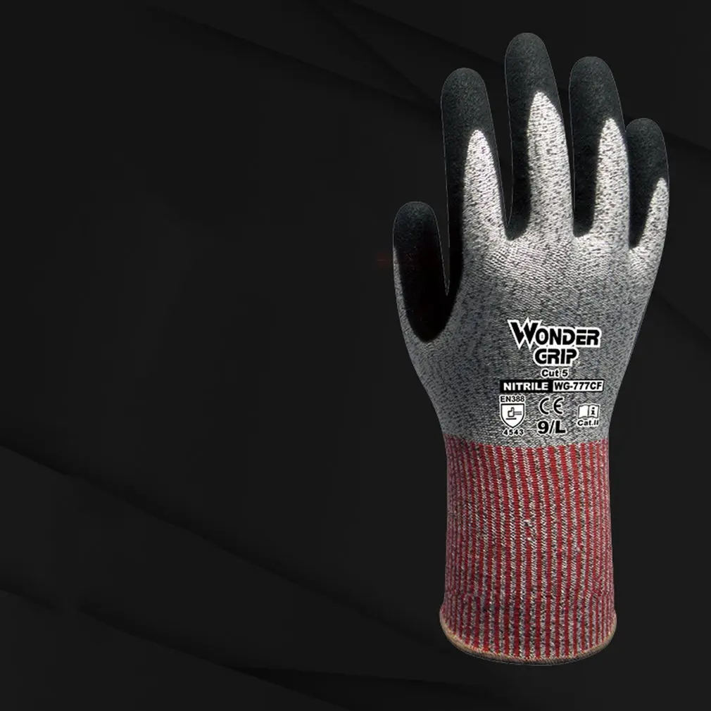 Duogeili Wonder Grip CE устойчивые к порезам перчатки универсальные 5-уровневые анти-резки маслостойкие и износостойкие перчатки EN 388