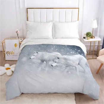 

3D Duvet Covers Custom Animal Wolf Comforter Case Quilt Cover Bed Linen Bedding Bag Sets King Full Twin Size White Bedding Sets