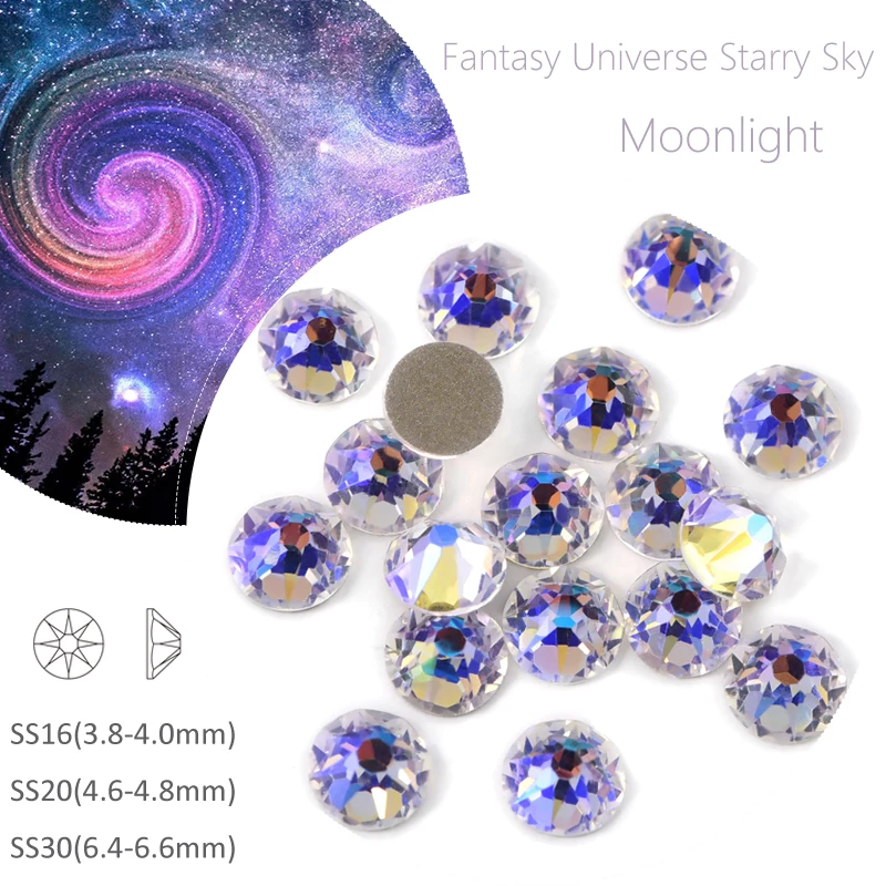 SS16 SS20 SS30 Moonlight Oleeya Top Quality Glitter стразы Non Hot Fix Rhinestones