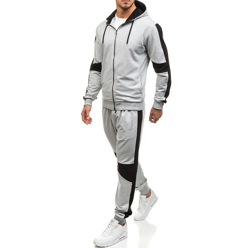 

2019 spring new hooded sweater suit men's casual suit outdoor sports suit men's color matching sportswear