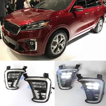 

2pcs LED For KIA Sorento 2018 DRL Daytime Running Light Daylight Waterproof fog lamp Cover car Styling lights
