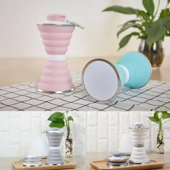 

4 Colors Portable Silicone Telescopic Collapsible Retractable Cup Travel Tableware foldable cup Leak Proof 500ML Water Bottles