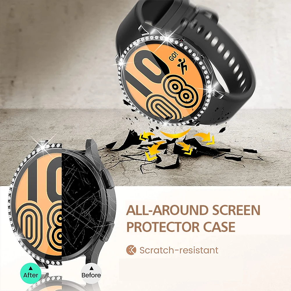 Screen Protector Case For Samsung Galaxy Watch 4, Shock-Proof Bumper Crystal Diamond Full Cover for Galaxy Watch 4 40MM 44MM