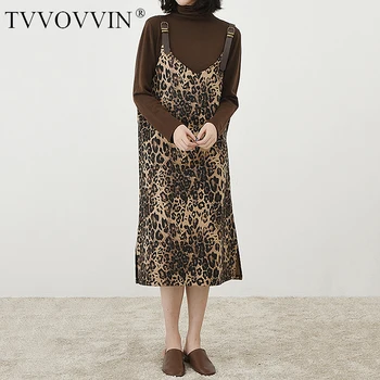 

Loose Women Leopard Print Buckle Temperament Strapless Dress Sleeveless Loose Fit Fashion Tide Spring Autumn 2020 R5IC