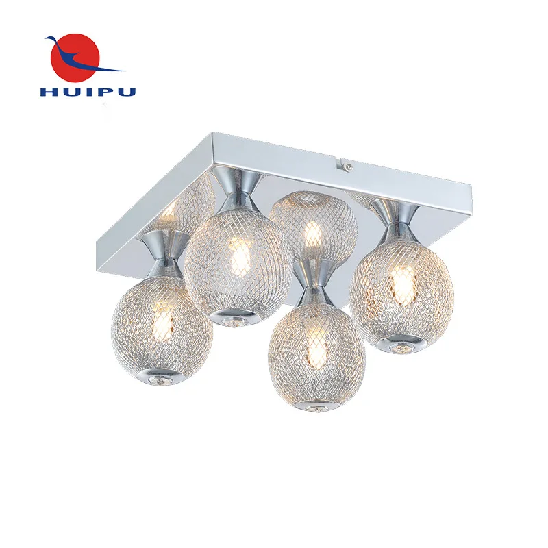 

Modern Minimalist Aluminum Cover Living Room Ceiling Lamp European Style 4-Head LED Living Room Ceiling Lamp Square Hotel Room C