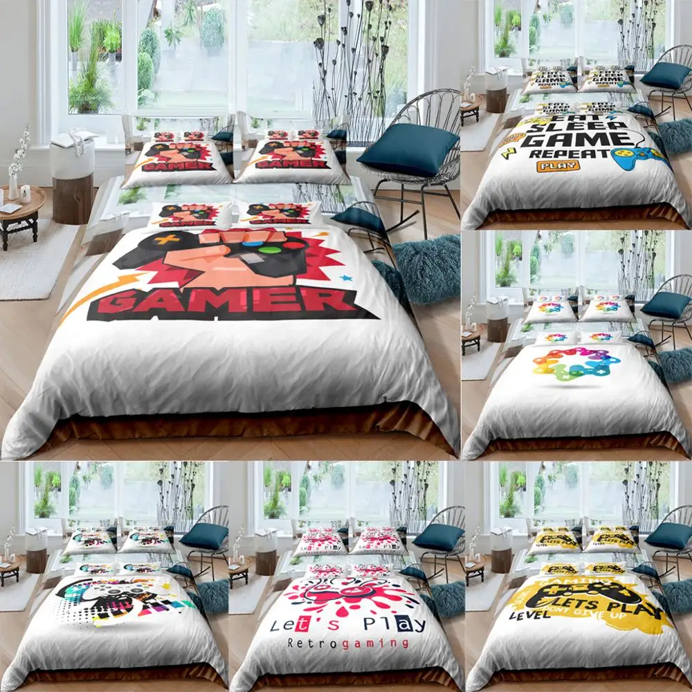 

2021 2/3pcs 3D Digital Gamer Printing Bedding Sets Game Play Quilt Comforter Covers With Pillowcase Home Textiles For Teenagers