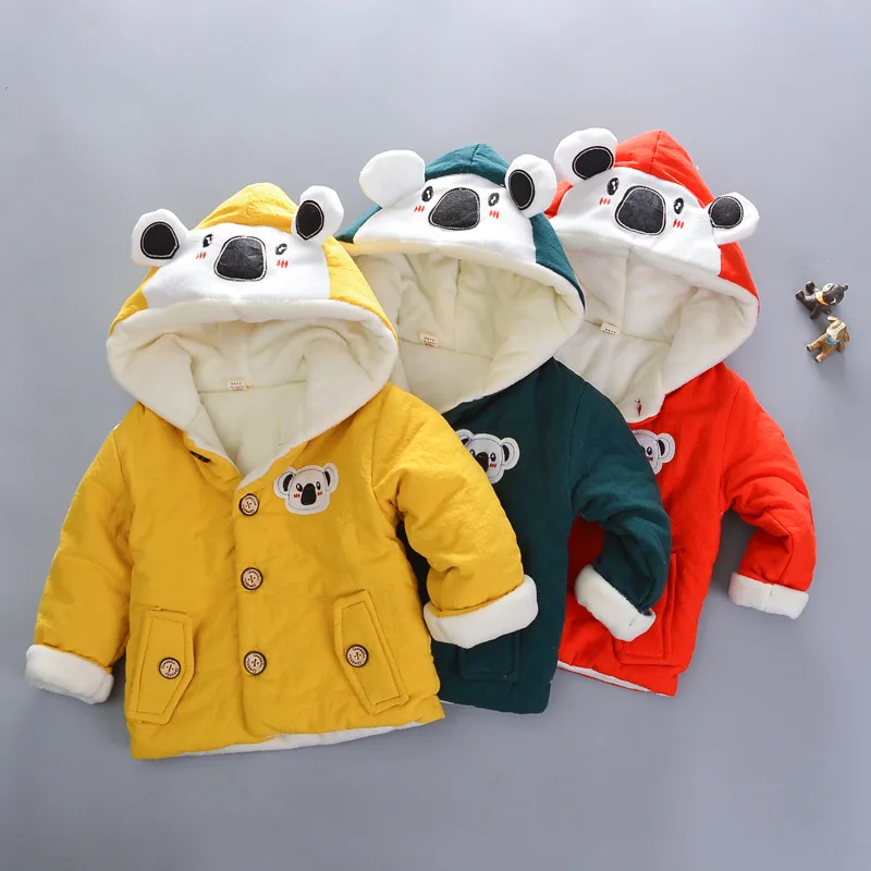 

2019 Christmas Baby Girls Boys Winter thick Jacket Kids Cartoon Casual Coat Toddler Warm Cotton Outerwear 1-5 Y Children Clothes