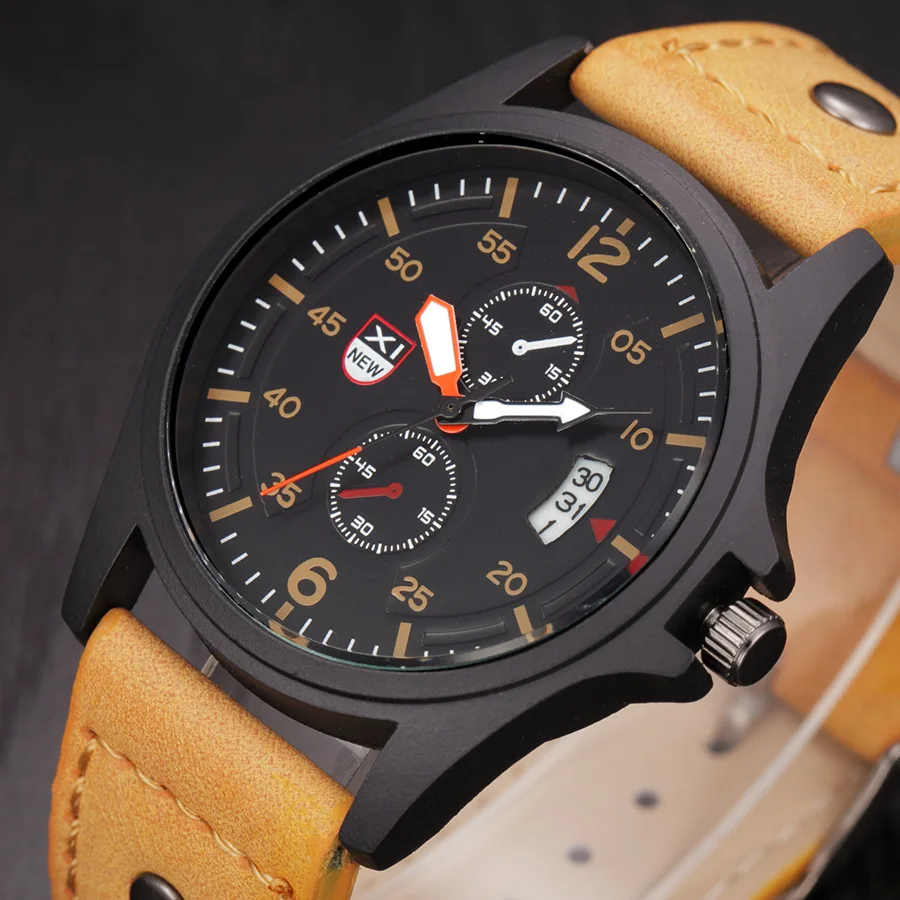 Classic Men Watch Men's Waterproof Date Leather Strap Sport Quartz Army Male Wrist Party Decoration Fashion | Наручные часы