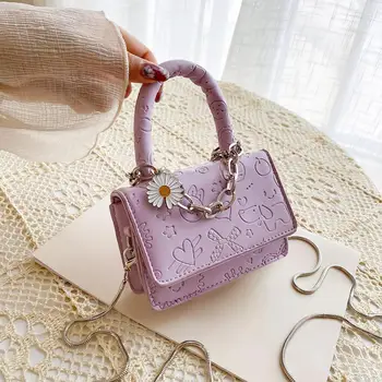 

2020 New Fashion Cartoon Daisy Women Shoulder Bag Chain Trunk Totes Purse Mini PU Handbags Crossbody Bags For Women