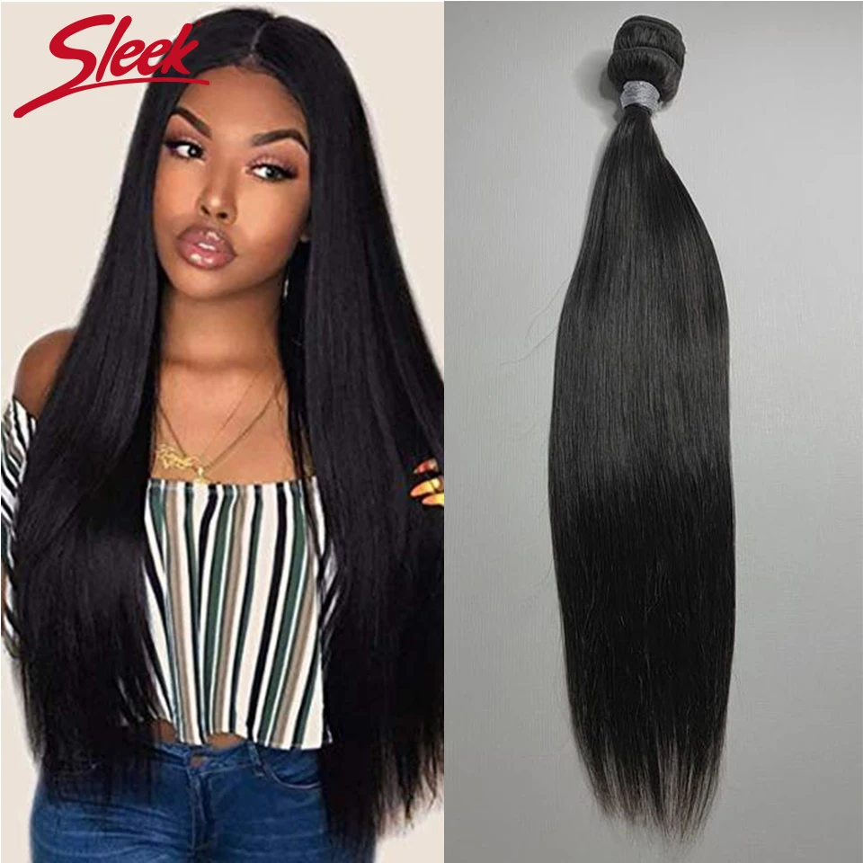 Sleek Straight 8 To 40 Inch Brazilian Hair Weave Bundles Deal Human Extension Remy 1/3/4 X Real Protein | Шиньоны и парики