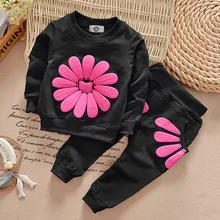 Одежда для маленьких девочек; От 2 до 6 лет; комплект одежды для детей; рубашка с длинными рукавами и цветочным принтом; брюки; Детские костюмы для девочек; сезон весна-осень