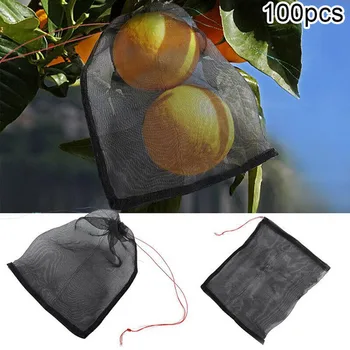 

100pcs Reusable Fruit Protection Bag With Drawstring Agricultural Nylon Anti Bird Garden Net Bags Insect Proof Pest Control Mesh