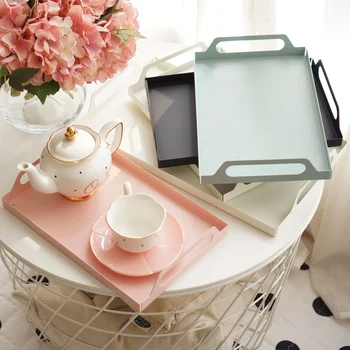 

Nordic Rectangular Metal Storage Tray for Food Rolling Serving Dessert Snack Plate Desktop Cosmetic Display Holder Decor Dishes