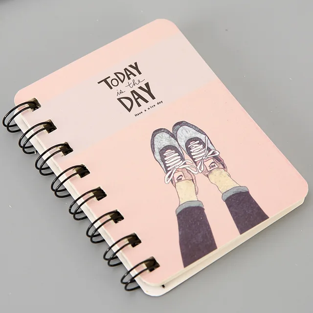 80Page A7 Korea Cartoon Anime Coil Notebook Small Notepad Animal Rollover Office School Learn Supplies Mini Kawaii Diary Journal 1814