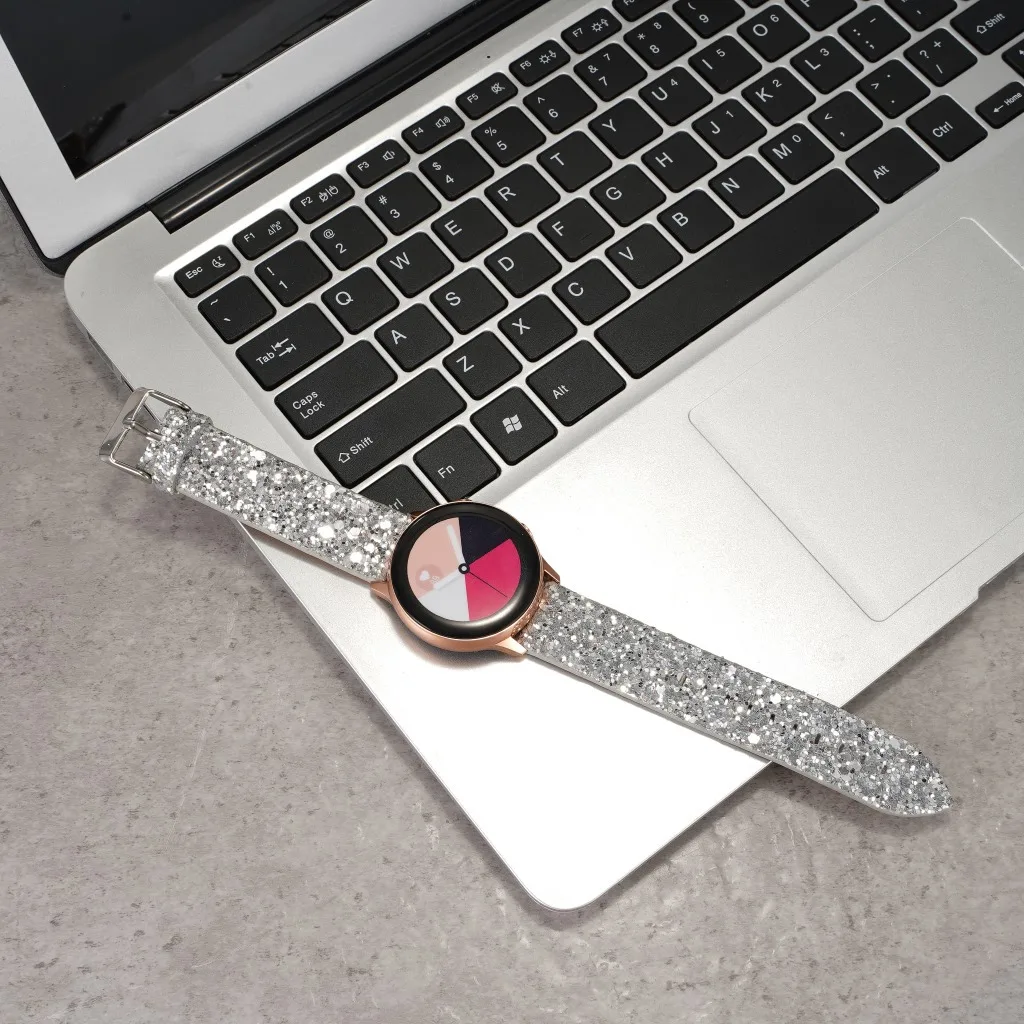 20 мм кожаный ремешок для часов samsung galaxy Watch Active 2 Band 40 мм 44 мм спортивный сменный Рождественский Блестящий ремешок для часов