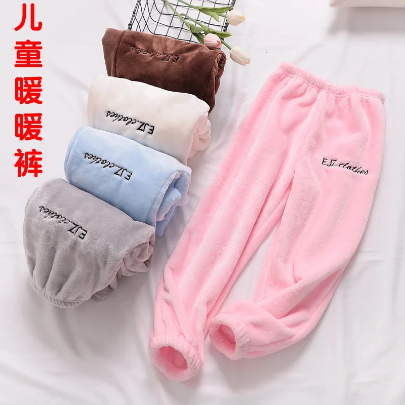 

Flannel Material Sleep Pants Sleepwear Pants For Winter Warm Sleep Bottoms For Kids 1133