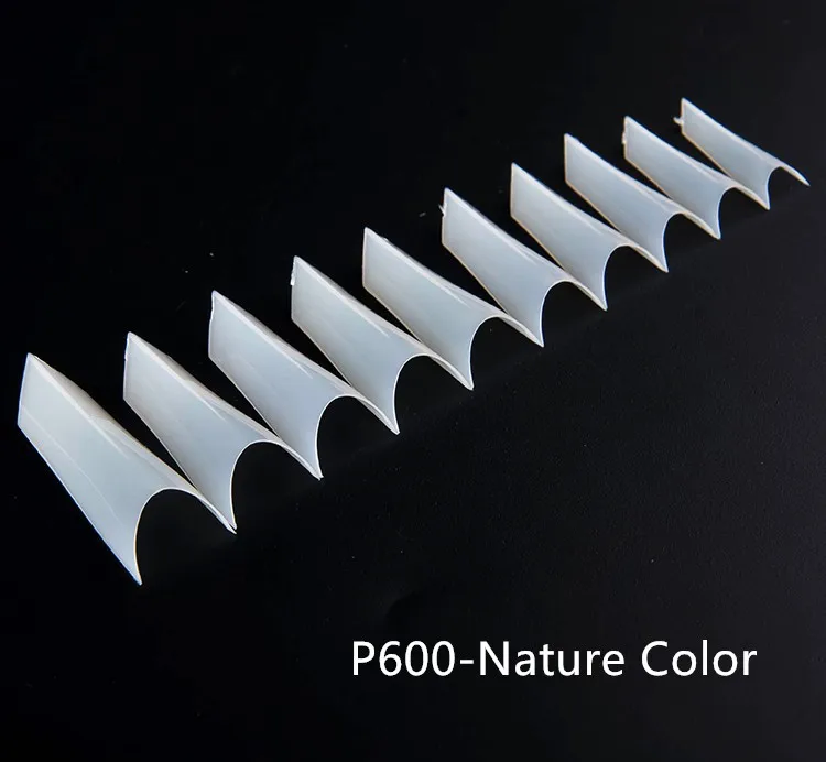 P600-Nature Дизайн ногтей, накладные ногти-500 кончиков на шпильках, изогнутые прозрачные французские кончики для ногтей, не оставляющие следов профессиональные искусственные ногти - Цвет: P600-Nature