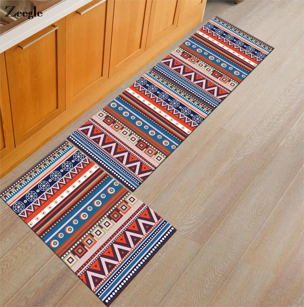 Zeegle Geometric Doormats Flannel Kitchen Rug Carpet For Living Room Bedroom Bedside Mats Anti-slip Office Chair Floor Mats