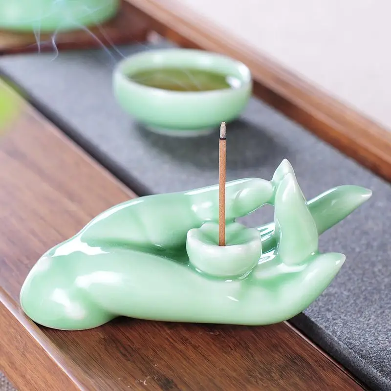 Buddha Backflow Incense Burner Buddha Hand Incense Holder Smoke